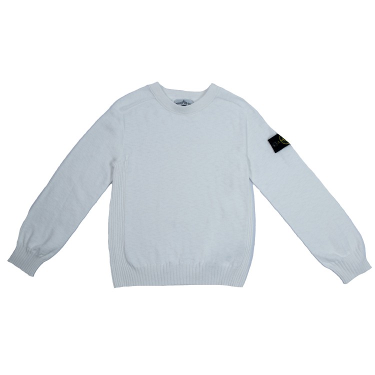 STONE ISLAND Maglia girocollo cotone bianco bambino