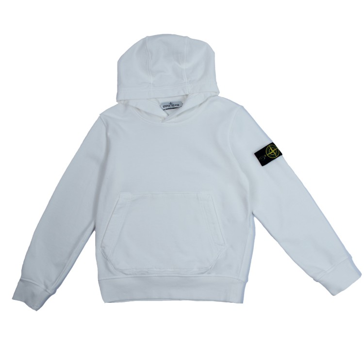 STONE ISLAND Felpa con cappuccio bianco per bambino