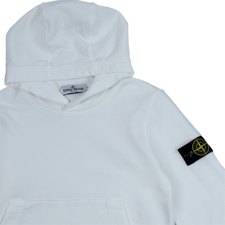 STONE ISLAND Felpa con cappuccio bianco per bambino