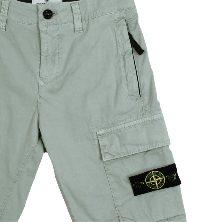 STONE ISLAND Shorts cargo in tela leggera di cotone grigio bambino