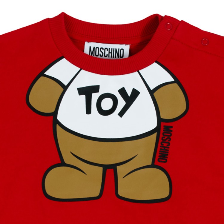 MOSCHINO Felpa stampata di colore rosso neonato