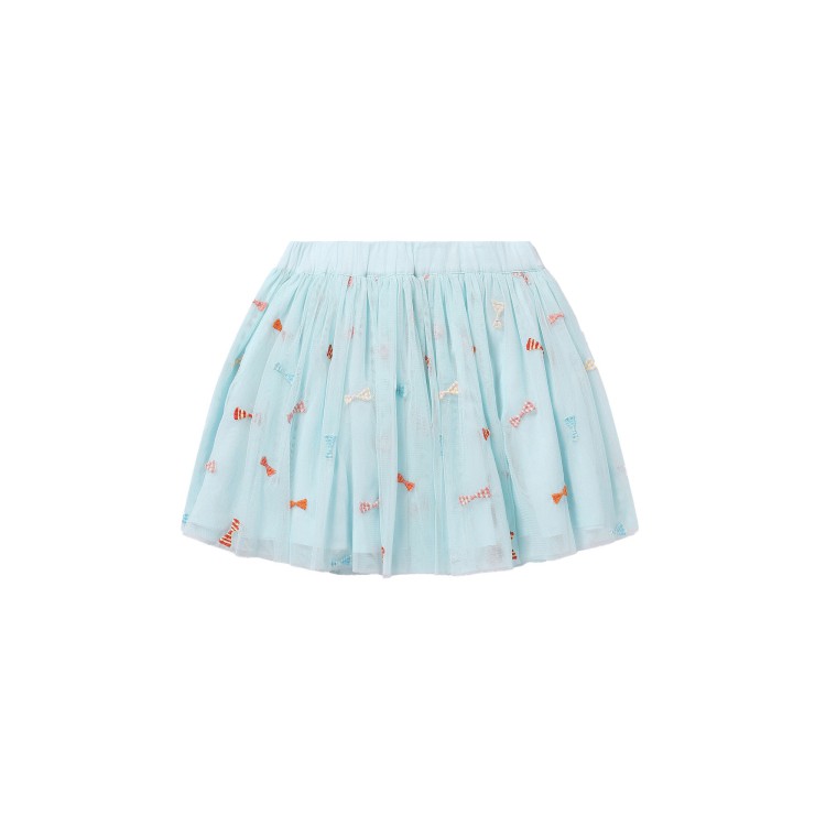 STELLA McCARTNEY Gonna in tulle ricamato celeste bambina