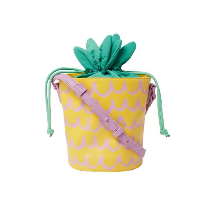 STELLA McCARTNEY Borsa a tracolla a forma di ananas giallo verde glicine bambina