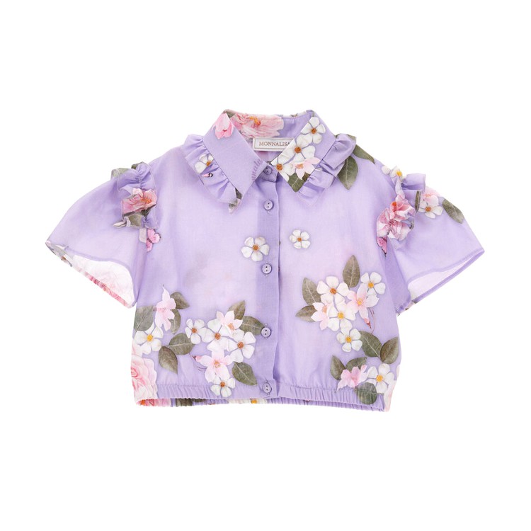 MONNALISA Camicia  di cotone stampata floreale glicine bambina