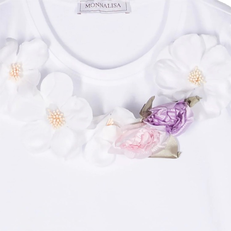 MONNALISA T-shirt elegante bianca  in jersey Bambina