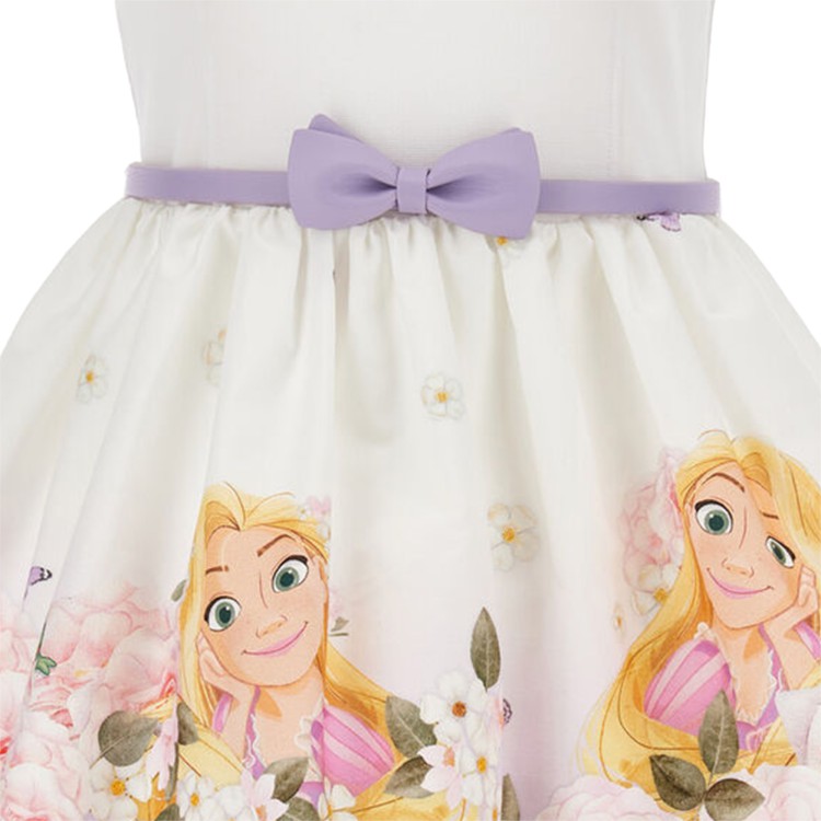 MONNALISA Abito stampato popeline tulle Rapunzel  bianco lilla bambina