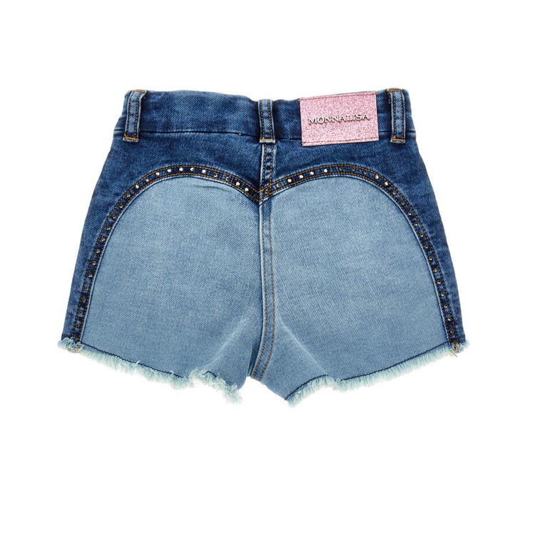 MONNALISA Shorts denim felpa ricamati bambina