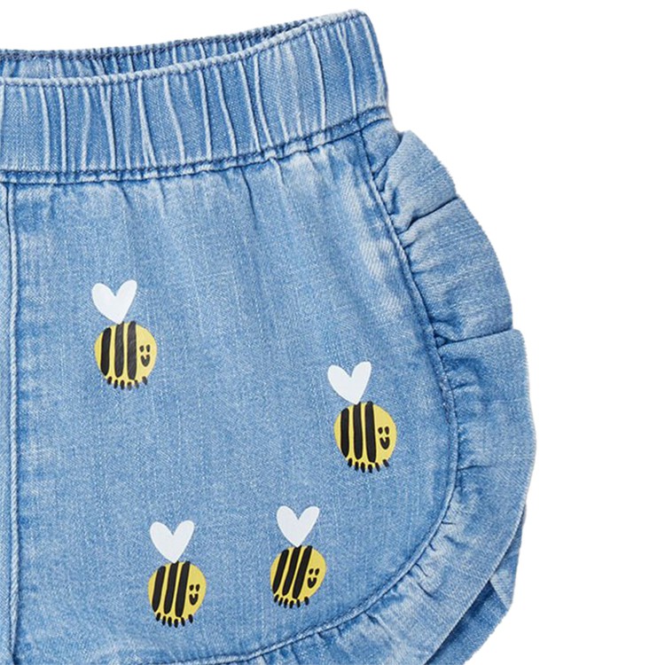 STELLA McCARTNEY Short jeans con stampa api neonata