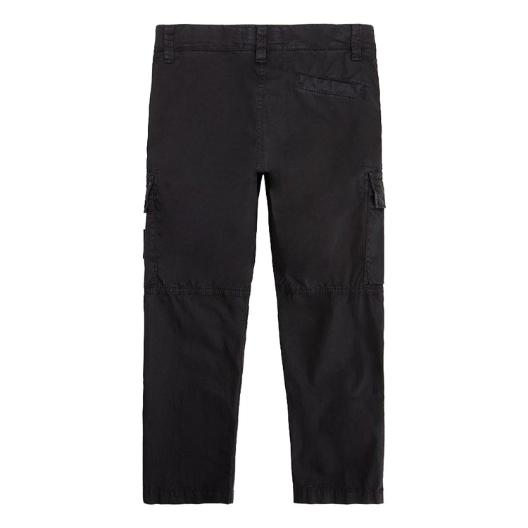 STONE ISLAND Pantaloni cargo in tela di cotone canvas nero bambino