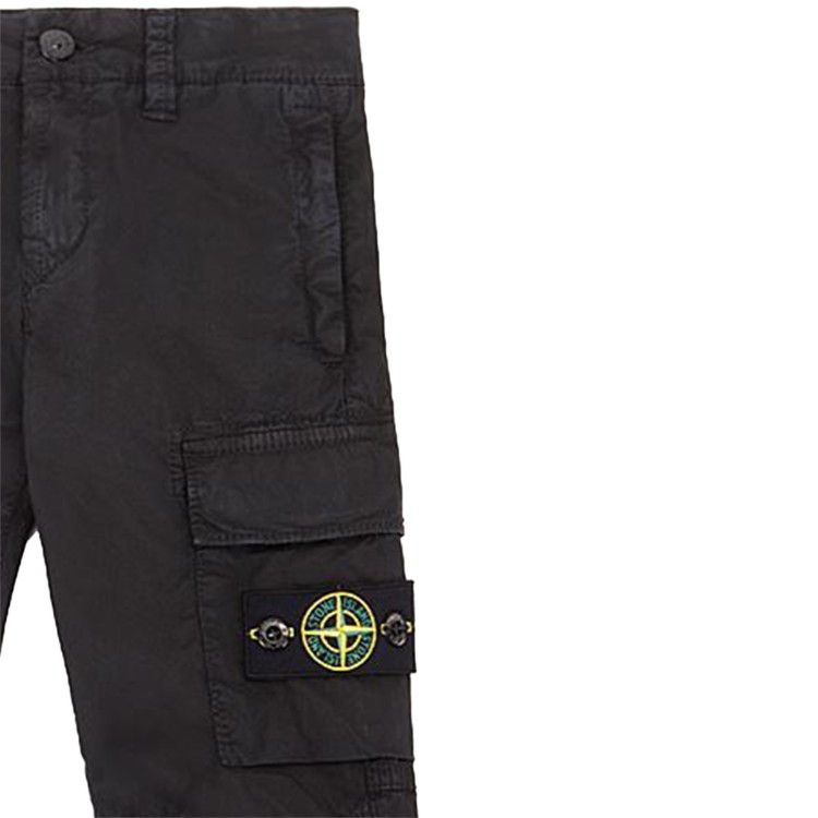 STONE ISLAND Pantaloni cargo in tela di cotone canvas nero bambino