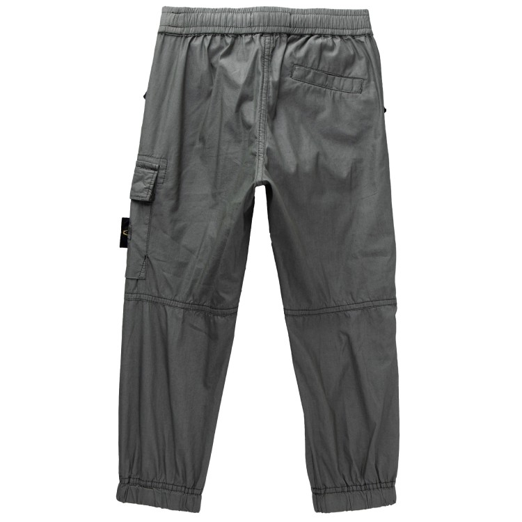 STONE ISLAND Pantaloni cargo in tela di cotone verde oliva bambino