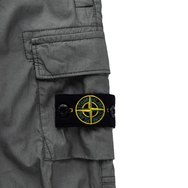 STONE ISLAND Pantaloni cargo in tela di cotone verde oliva bambino