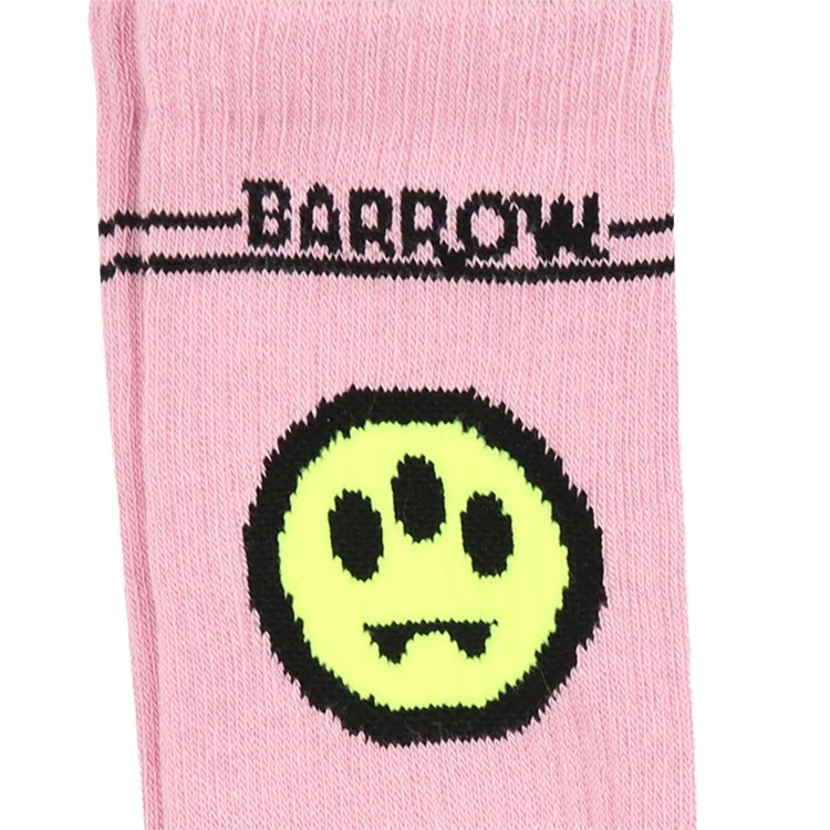 BARROW Calzini con smile e logo lettering a contrasto rosa bambina