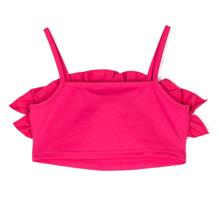 TWIN-SET Top corto di cotone stretch  fuxia bambina