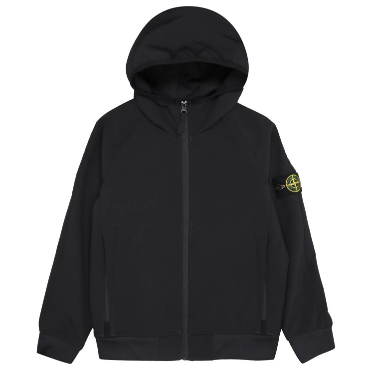 STONE ISLAND Giubbotto tela con cappuccio nero bambino