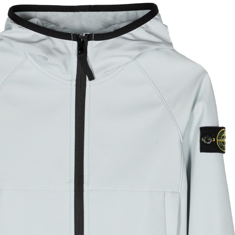 STONE ISLAND Giubbotto tela con cappuccio cielo bambino