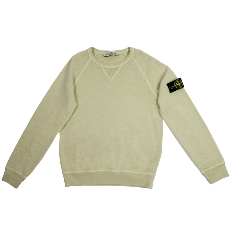 STONE ISLAND Felpa girocollo ecru bambino