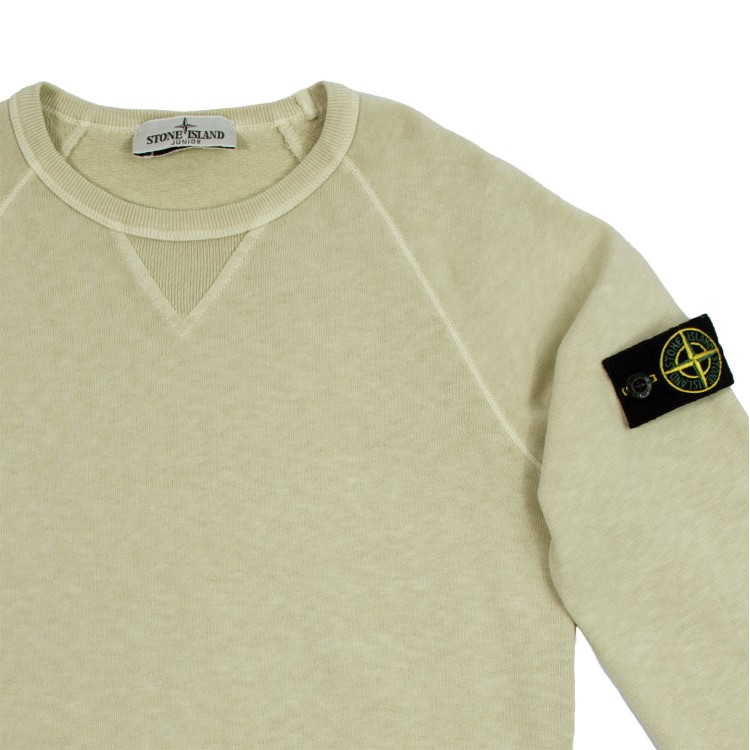 STONE ISLAND Felpa girocollo ecru bambino