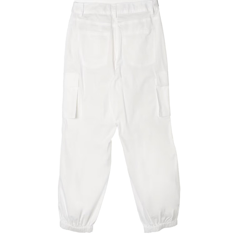 TWIN-SET Pantaloni cargo in popeline stretch bianco bambina