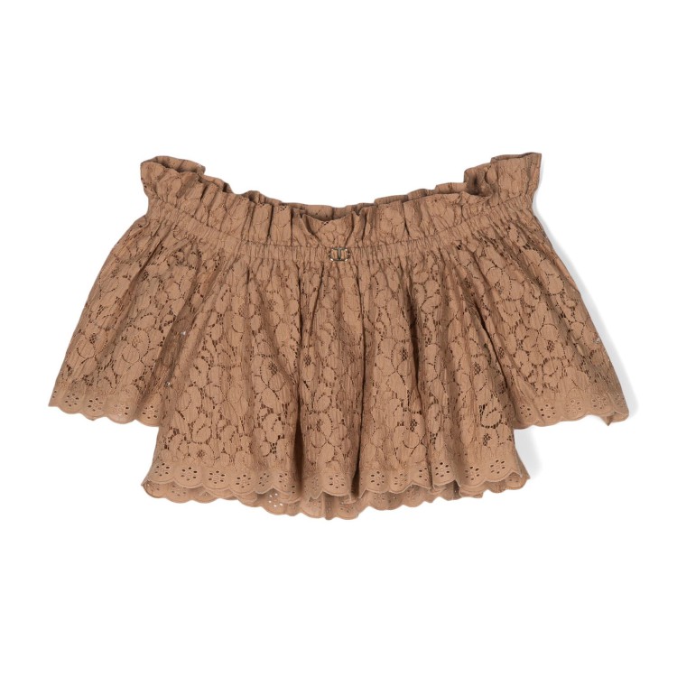 TWIN-SET Blusa in pizzo floreale caffe bambina