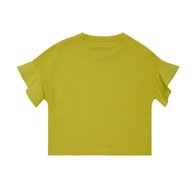 EMPORIO ARMANI T-shirt con volant in jersey con ricamo logo lime bambina