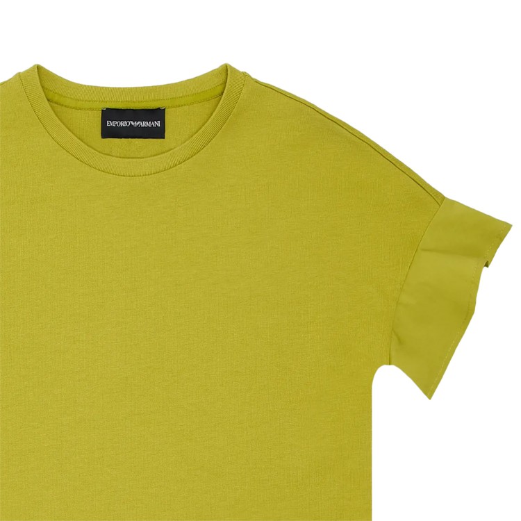 EMPORIO ARMANI T-shirt con volant in jersey con ricamo logo lime bambina