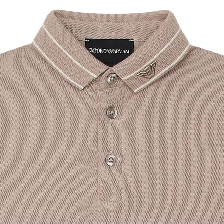 EMPORIO ARMANI Polo in jersey di puro cotone beige bambino