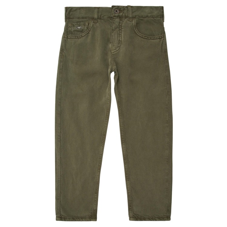 EMPORIO ARMANI Pantalone Jeans denim misto lyocell verde bambino