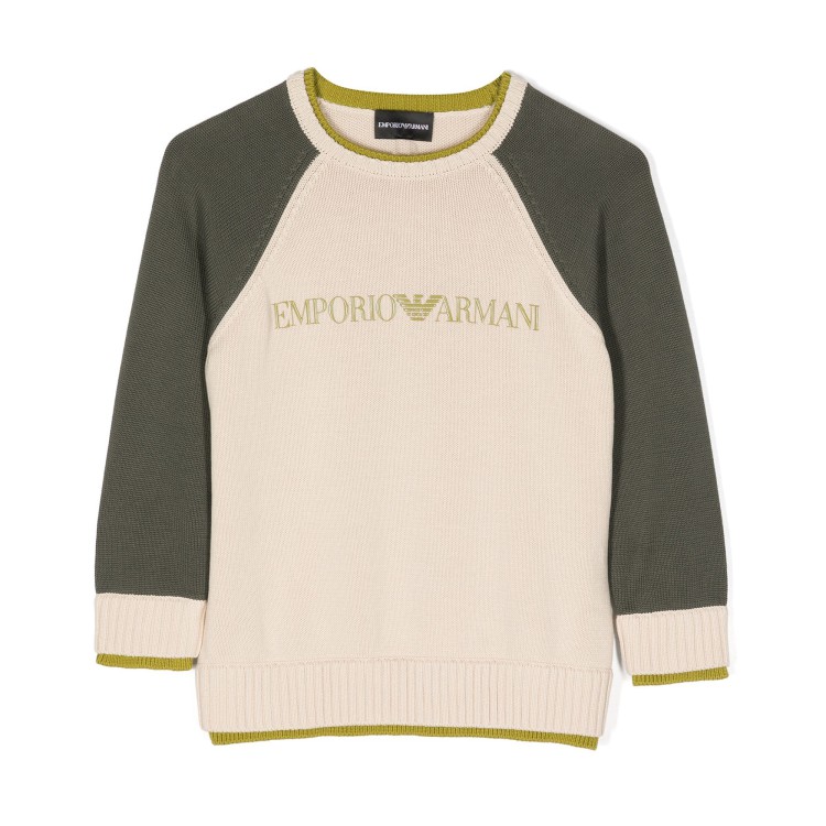 EMPORIO ARMANI Maglione girocollo in puro cotone lime bambino