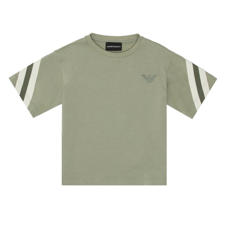 EMPORIO ARMANI T-shirt girocollo in jersey di cotone salvia bambino