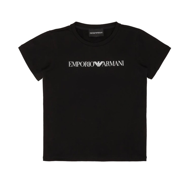 EMPORIO ARMANI T-shirt con stampa logo cotone blu bambino