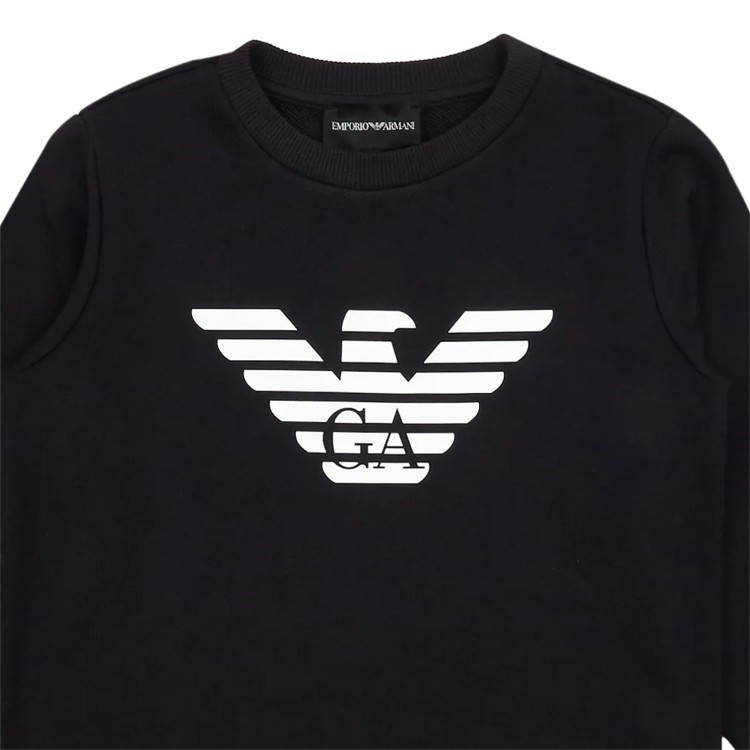 EMPORIO ARMANI Felpa in jersey misto modal con logo aquila blu navy bambino