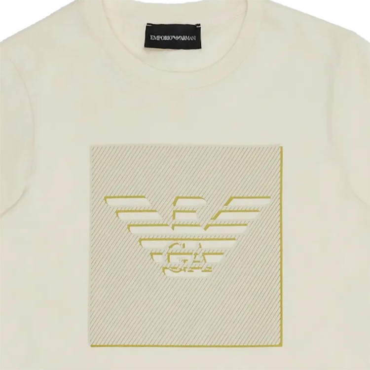 EMPORIO ARMANI T-shirt girocollo in jersey di cotone beige bambino