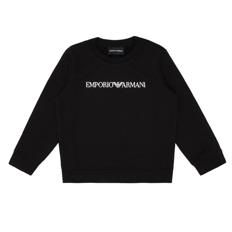 EMPORIO ARMANI Felpa in jersey misto modal con logo nera bambino