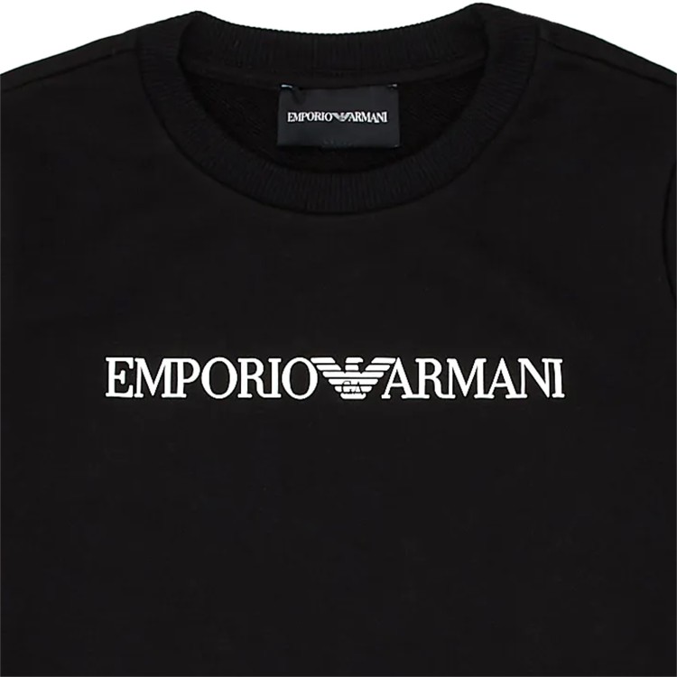 EMPORIO ARMANI Felpa in jersey misto modal con logo nera bambino