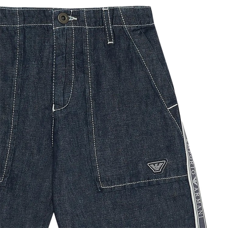 EMPORIO ARMANI Shorts denim con banda logo blu bambino