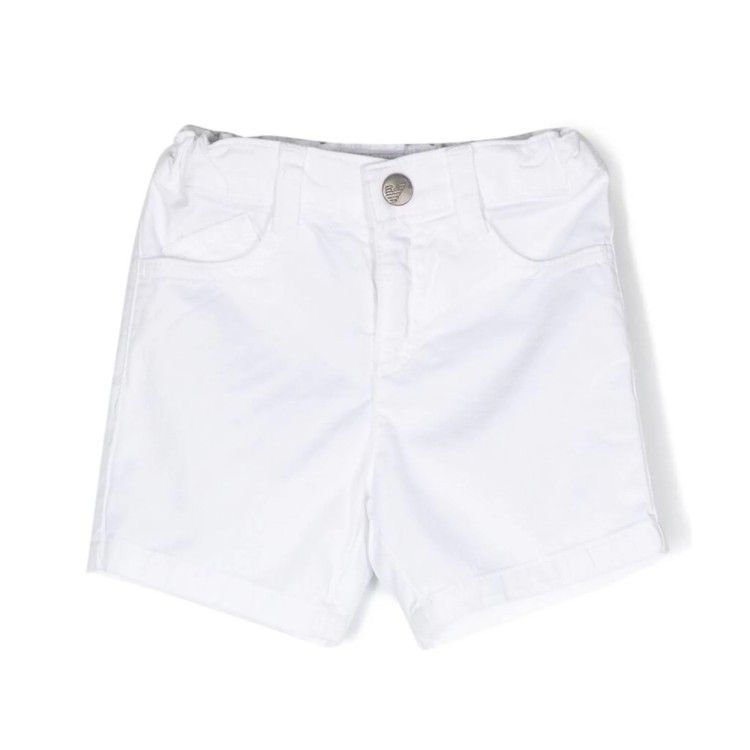 EMPORIO ARMANI Shorts denim con logo bianco neonato