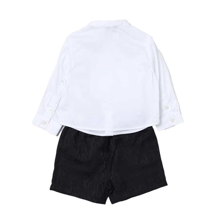 EMPORIO ARMANI Completo camicia e shorts bianco blu neonato