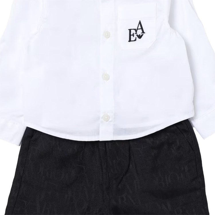 EMPORIO ARMANI Completo camicia e shorts bianco blu neonato