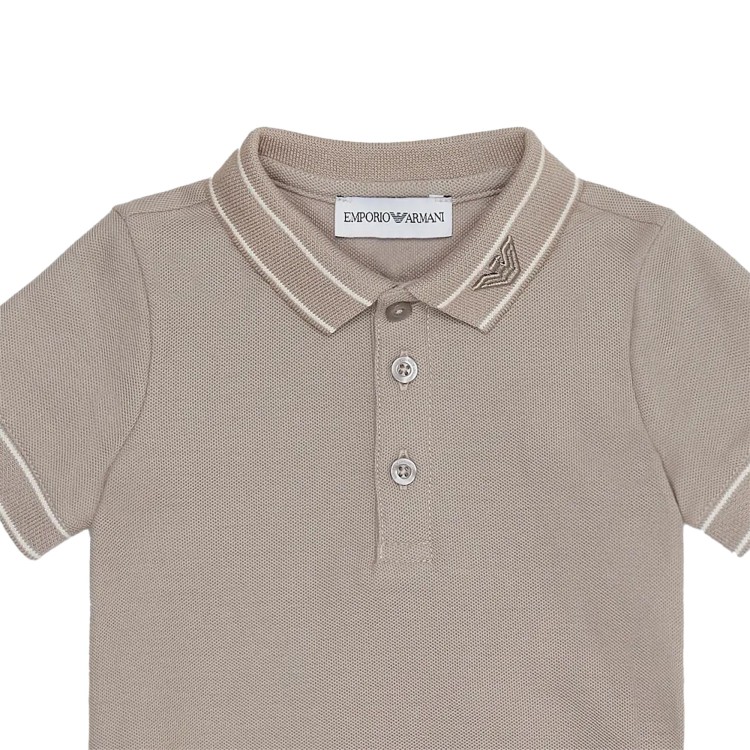 EMPORIO ARMANI Polo in jersey di puro cotone beige neonato