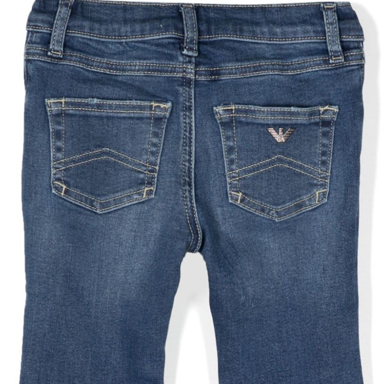 EMPORIO ARMANI Jeans dritti con ricamo neonata