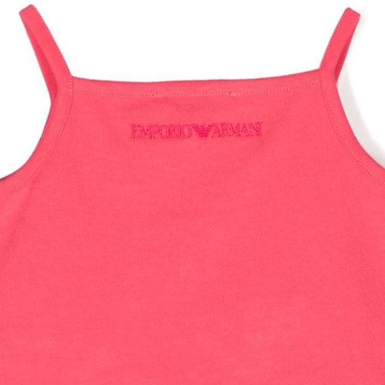 EMPORIO ARMANI Completo top e shorts in jersey con ricamo logo rosso rubino neonata