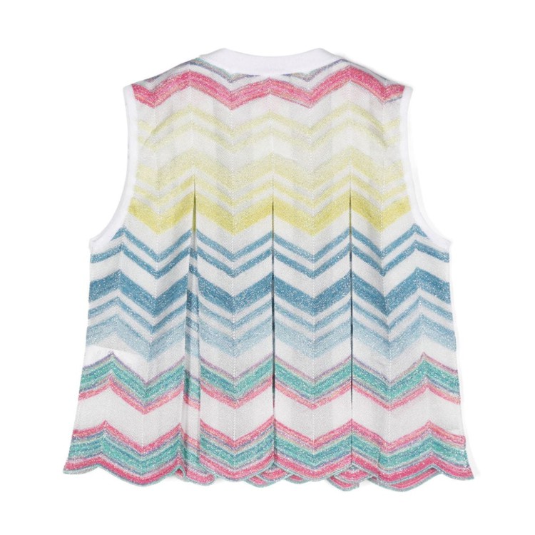 MISSONI Top smanicato motivo a zig zag bianco multicolor bambina