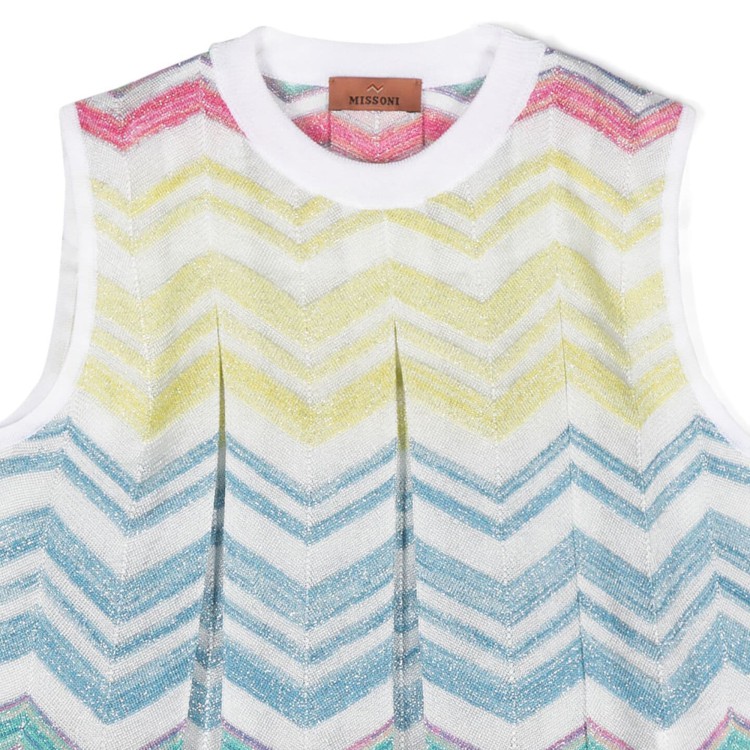 MISSONI Top smanicato motivo a zig zag bianco multicolor bambina