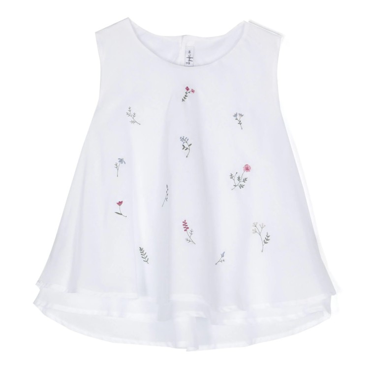 IL GUFO Top senza maniche 100% cotone di colore bianco bambina