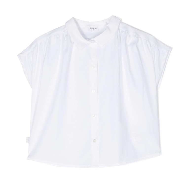 IL GUFO Camicia a manica corta cotone stretch  bianco bambina