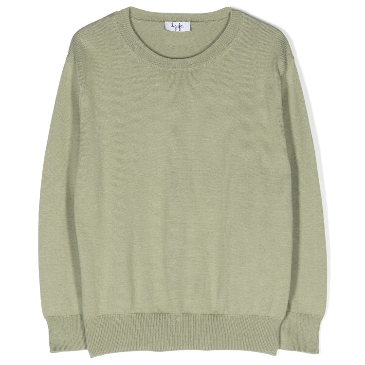 IL GUFO Maglione manica lunga in cotone verde bambino