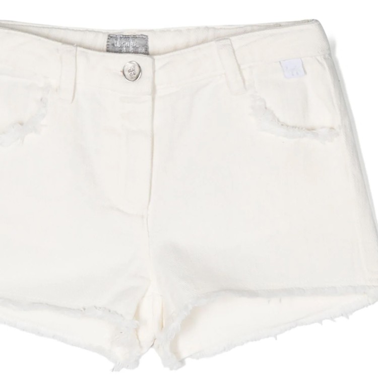 IL GUFO Short in morbido bull 100% cotone  di colore bianco latte bambina