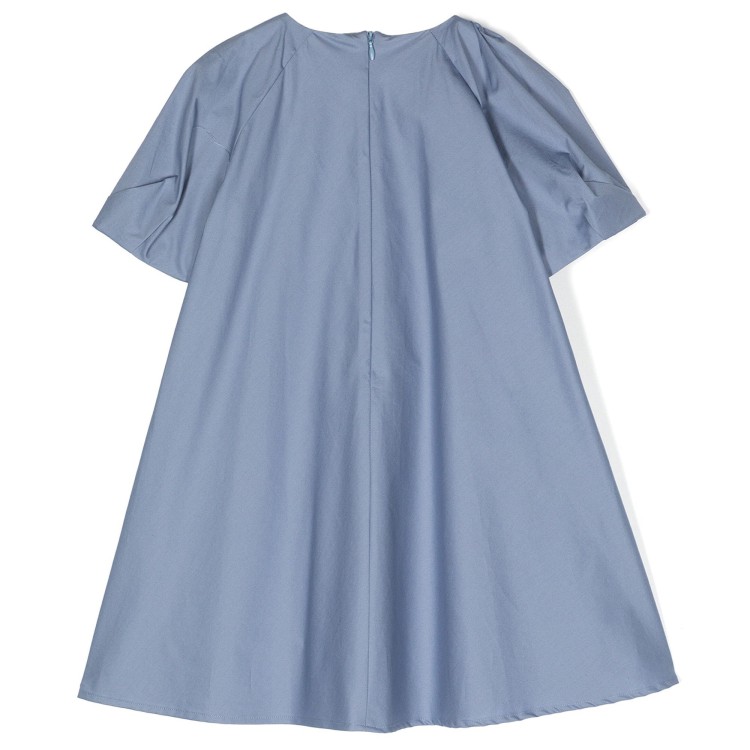 IL GUFO Vestito in popeline di cotone stretch blu polvere bambina