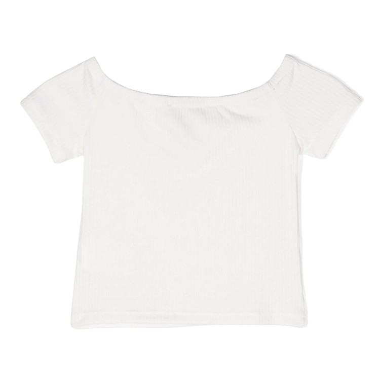 MSGM T-shirt in cotone a costine bianca per bambina